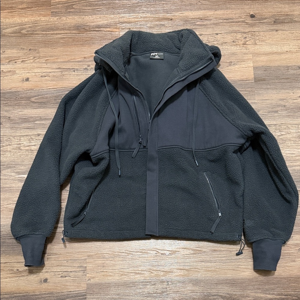 POPFLEX Find your inner Fleece Jacket | XL | Black Fleece Zip-Up Jacket